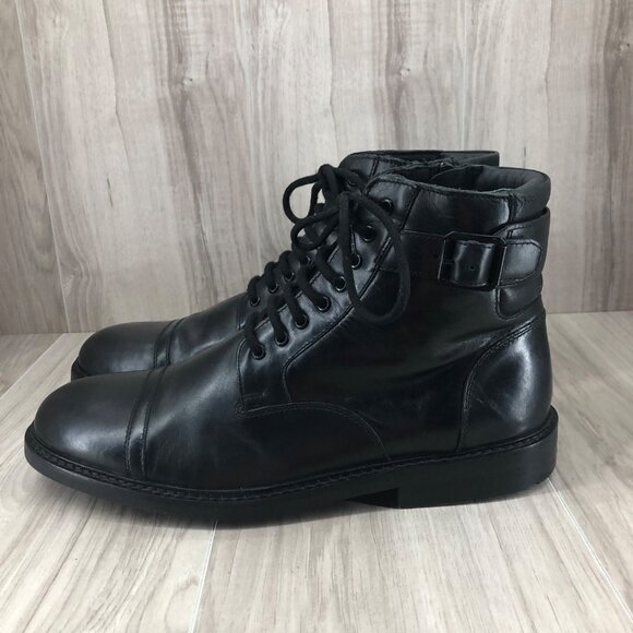 Clarks Ankle Boots Mens 12M Clarkdale Black Leather Zip Lace Up Cap Toe Shoes main image 5